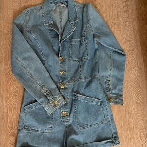 Women's Free people denim long sleeves romper Size Small